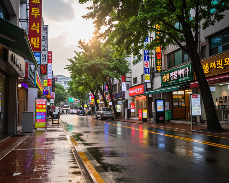 Rainy Seoul Street