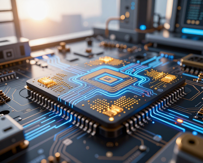 Futuristic Semiconductor and AI Concept