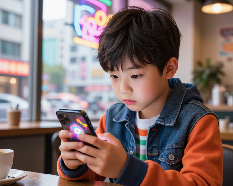 Teenager using SNS