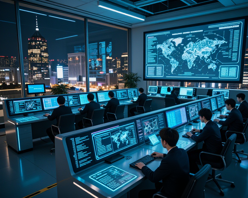 Futuristic Cybersecurity Command Center