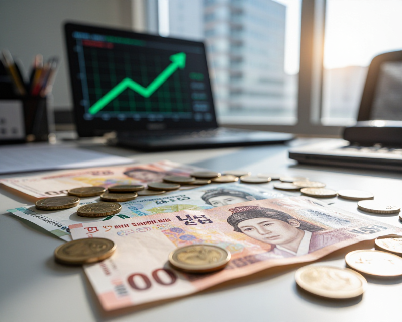 Economic growth and Korean currency concept