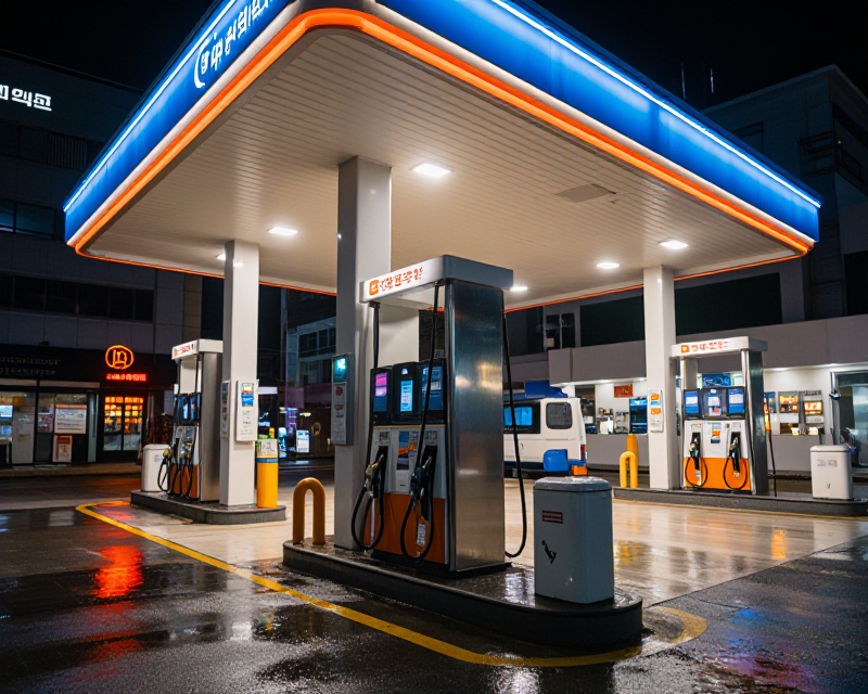 Cinematic Korean Gas Station Night