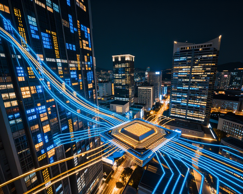 Futuristic Seoul Stock Market with AI theme